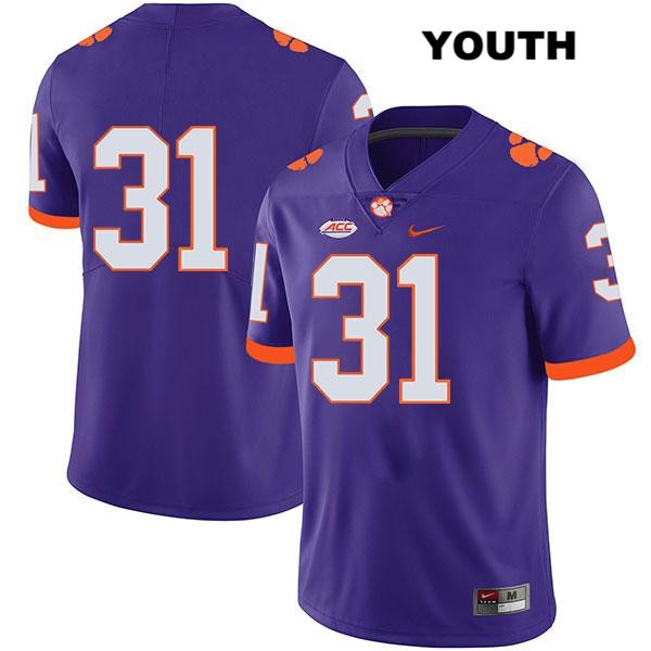 Youth Clemson Tigers #31 Mario Goodrich Stitched Purple Legend Authentic Nike No Name NCAA College Football Jersey QPT7646YT
